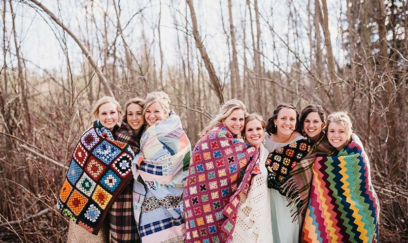 Winter Wedding Schlitz Audubon Bridesmaids