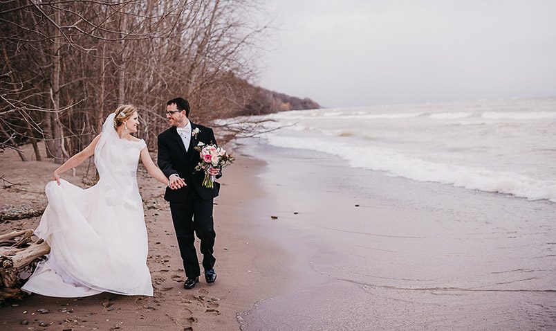 Winter Wedding Schlitz Audubon Lake Michigan