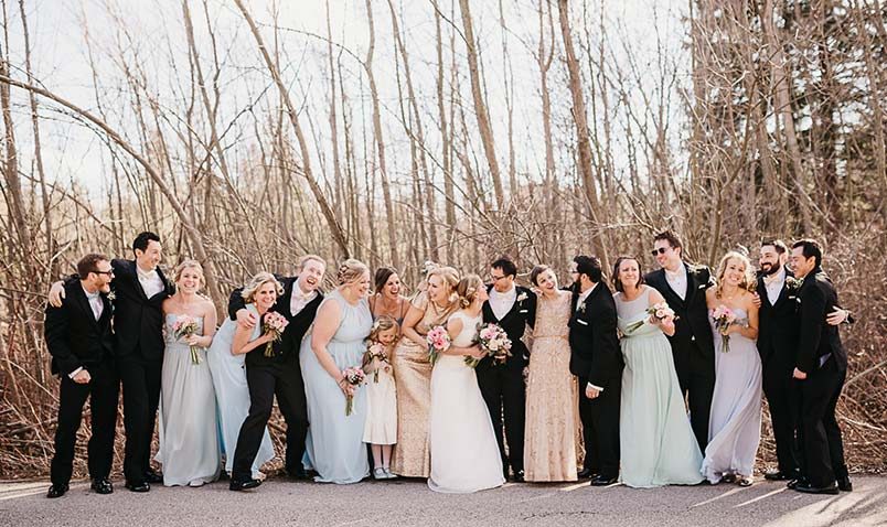 Winter Wedding Schlitz Audubon Bridal Party