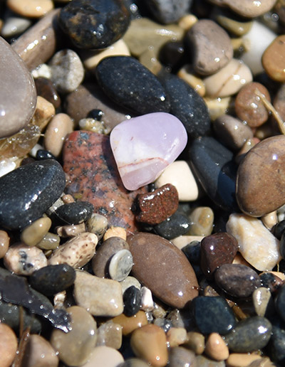 pale pink rock along Lake Michigan