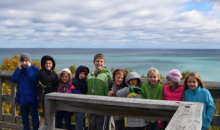 homeschool students atop the tower